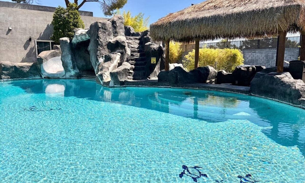 Las Vegas House | Luxury Vegas Compound: Waterfall Pool & Full Court