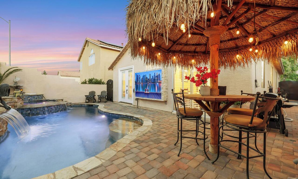 Spring Valley Villa | Upscale Retreat w/Pool, Spa, Tiki Bar, Near Strip, Sleeps 6