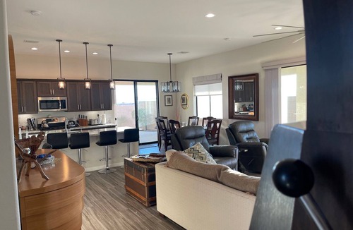 Fort Mohave House | Colorado River Getaway, Resort Pool, Waterslide & Mountain Views