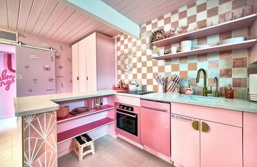 Twin Palms House | Mid Century Modern Barbie bungalow in Historic Ocotillo Lodge