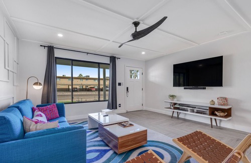 Southwest Village House | Modern home steps from Old Town with heated pool, gas grill, & outdoor fireplace