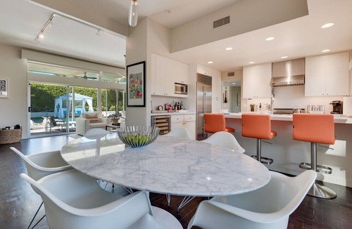 Palm Springs House | Saltwater Pool with Tanning Shelf, Spa, Two Fire Pits, Outdoor Shower, Cabana