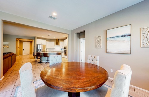 Canyon Trails West House | Single-story home with enclosed yard, private pool, hot tub, patio, & grill