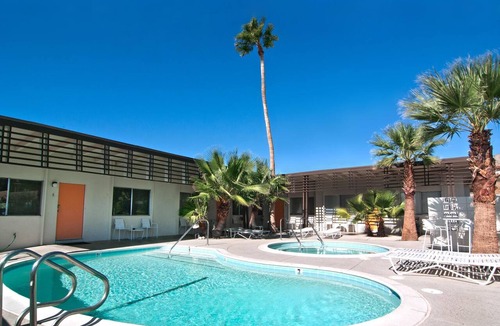 Desert Hot Springs Apartment | The Getaway 1BR #5: Pool, Mountain View, Kids/Pets welcome