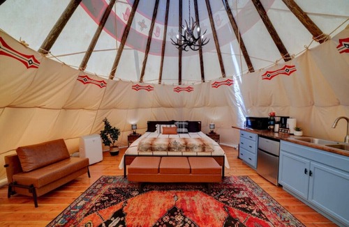 Mount Pleasant RV Rental | Warrior's Lodge · Glamping Teepee Mtn Escape King Bed & Private Bath