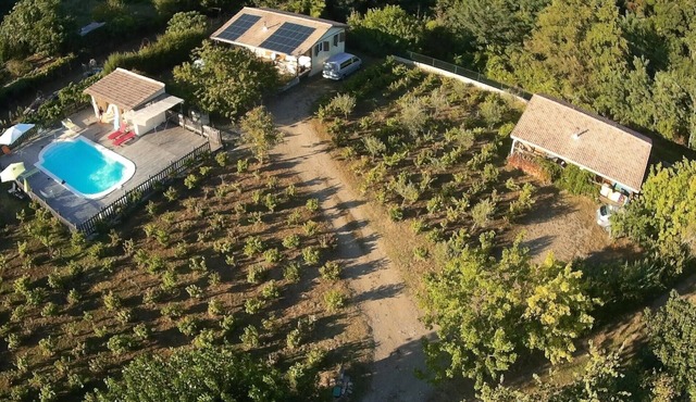 Chalet Cévennes Gard Ardéche swimming pool calm garden many activities for all in Le Martinet