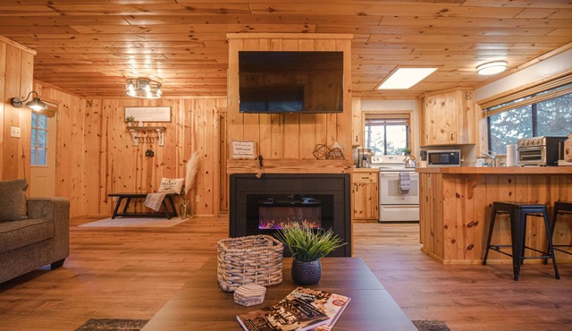 Cozy Pines Hideaway- BBQ, fire-pit, zip-line, and fireplace