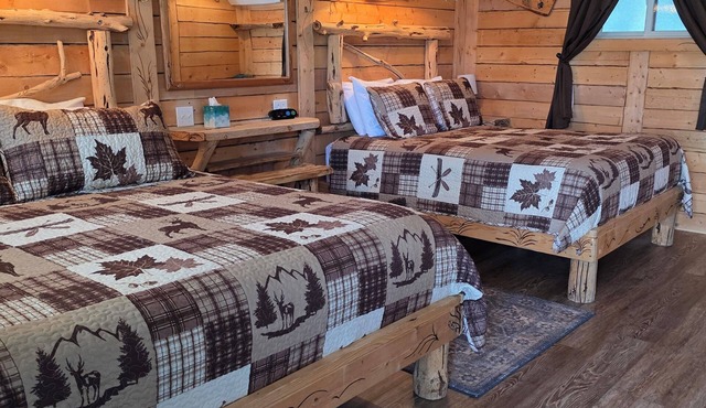 Creekside Basecamp 1 at the Cedaredge Lodge: one king and one queen bed in Cedaredge