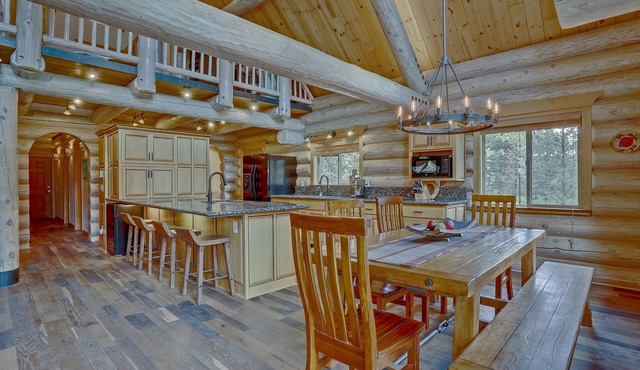Private Riverfront Log Cabin Retreat on 1.5 Acres, Bordering the National Forest in Bend