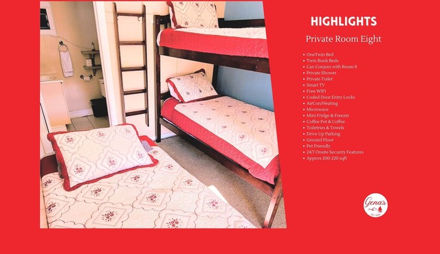 Private Room #8: Twin Bed + Bunk Bed & Private Bath
