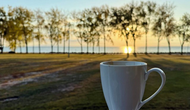 Unobstructed Lake Erie Views — Sunrise from the Covered Front Porch in Lakeside Marblehead